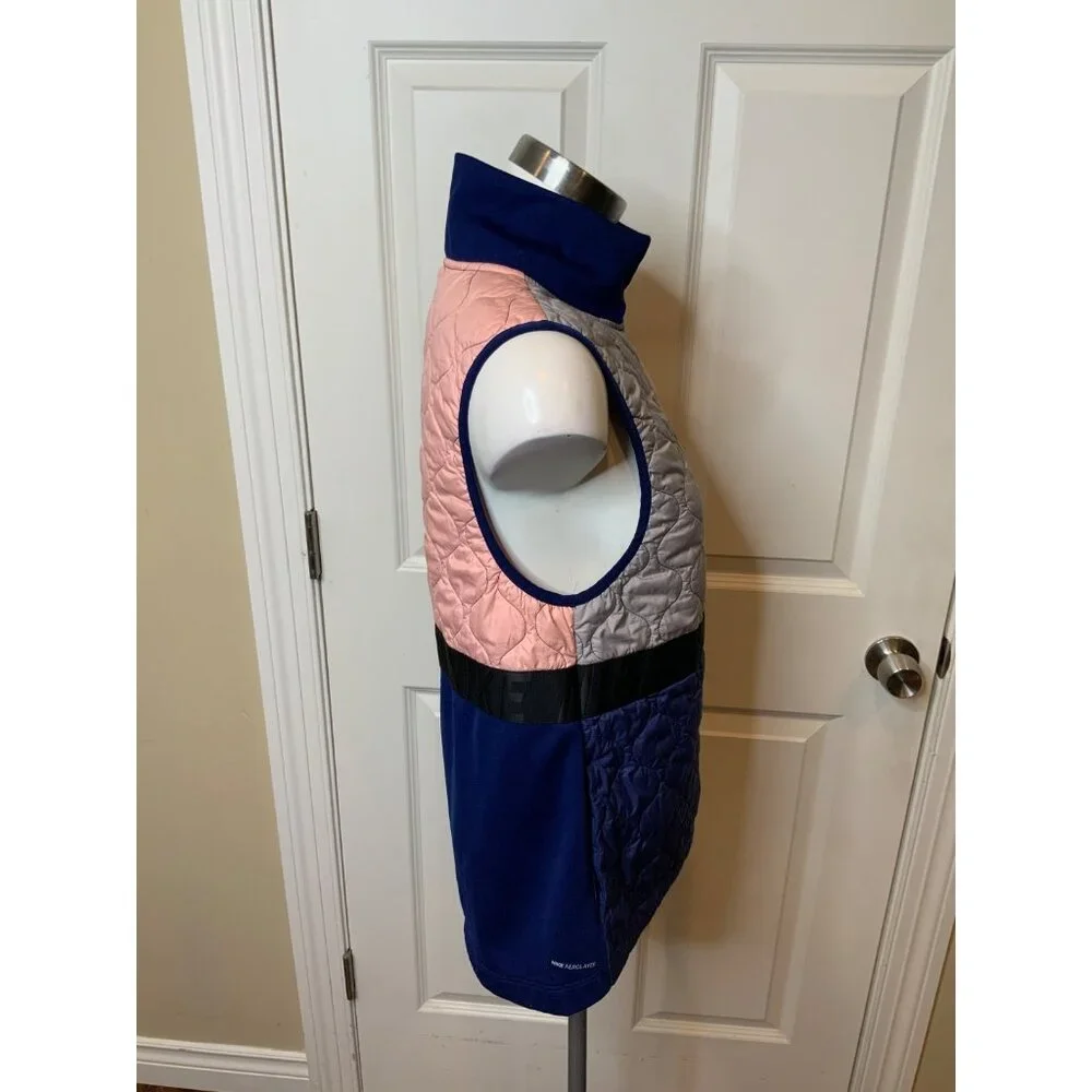 Nike Aerolayer Gilet Blue, Gray & Pink Quilted Zip-Up Vest, Size M